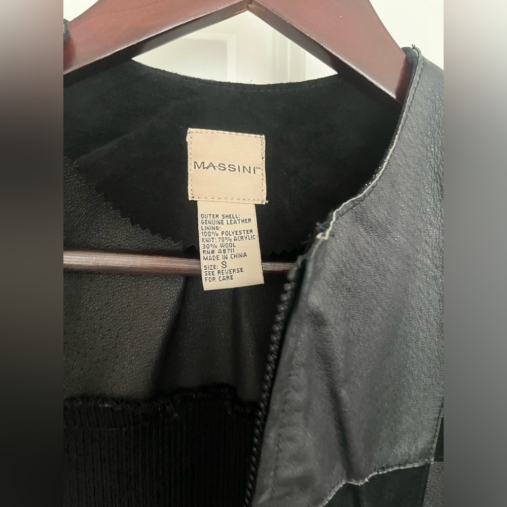 Massini Women suede/leather/ wool patchwork Full Zip Blazer Jacket Sz. S black - Picture 3 of 9